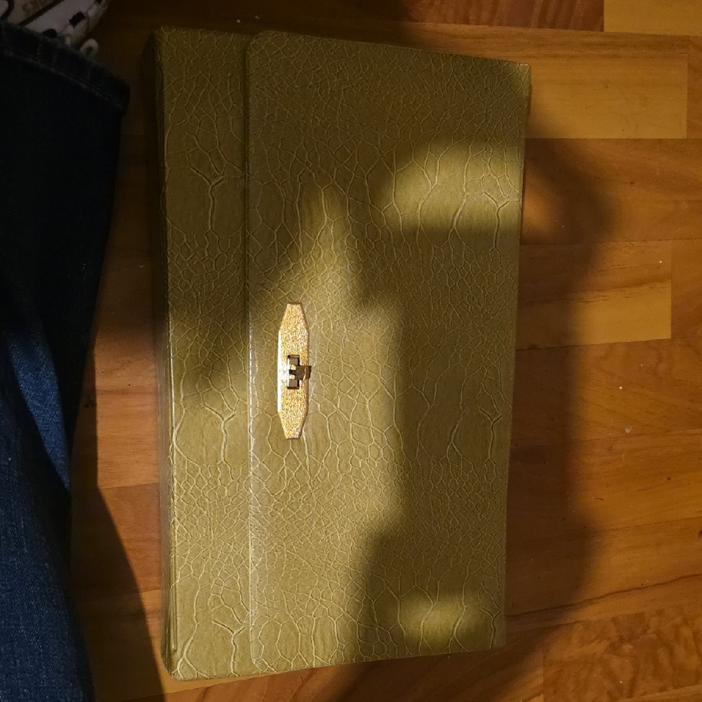 Olive Green Textured Clutch